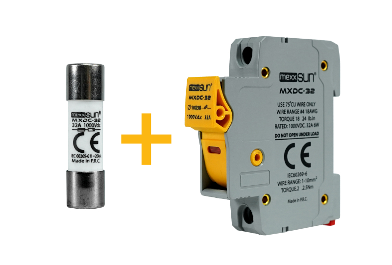 DC Sigorta + Sigorta Yuvası (32A 1000V) - 12 adet – MEXXSUN
