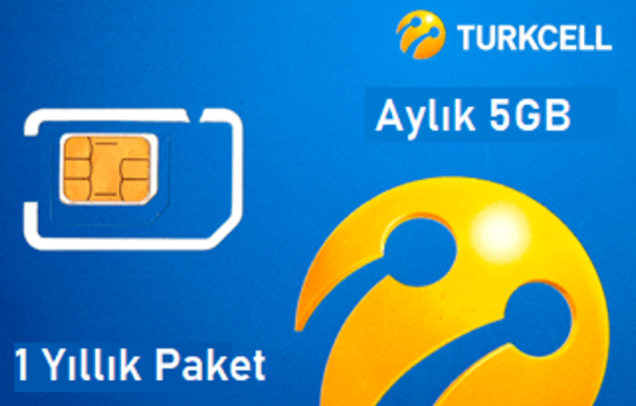 Turkcell 1 Yıllık Aylık 5GB Data SIM