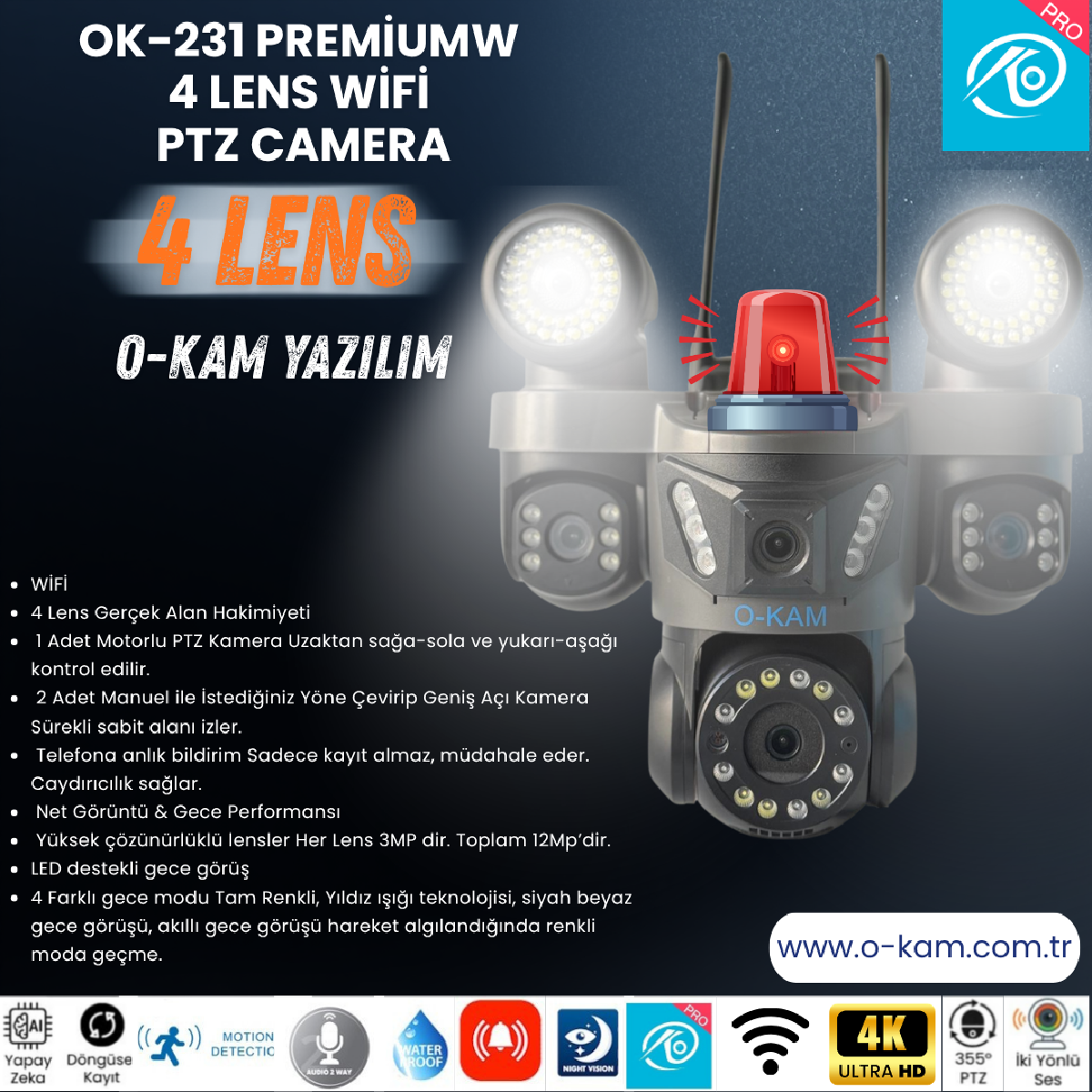OK-231 PremiumW WiFi 4 Lens PTZ – O-KAM