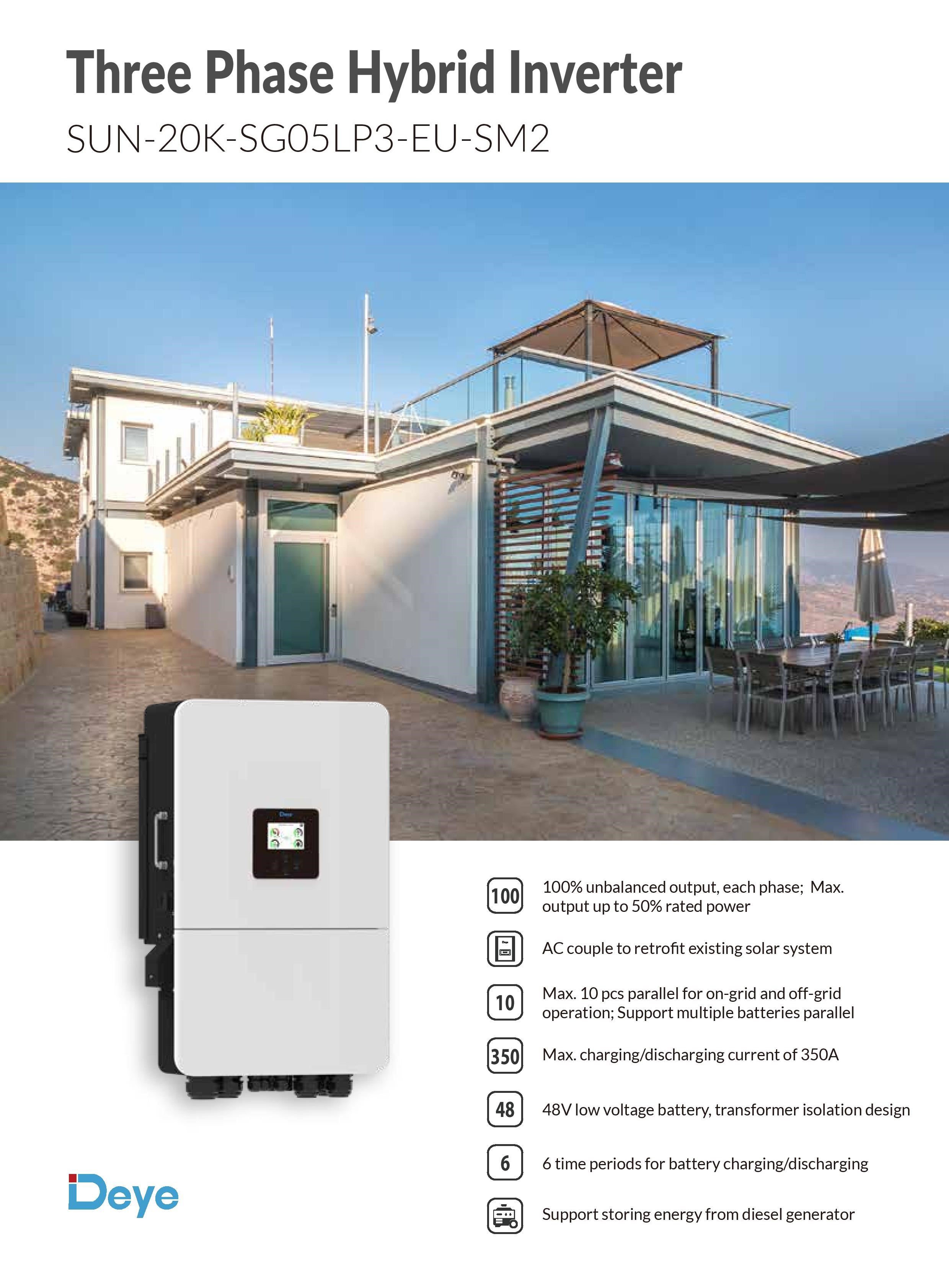 DEYE 20 KW Hibrit Trifaze LV (48V) teknik özellik tablosu 1