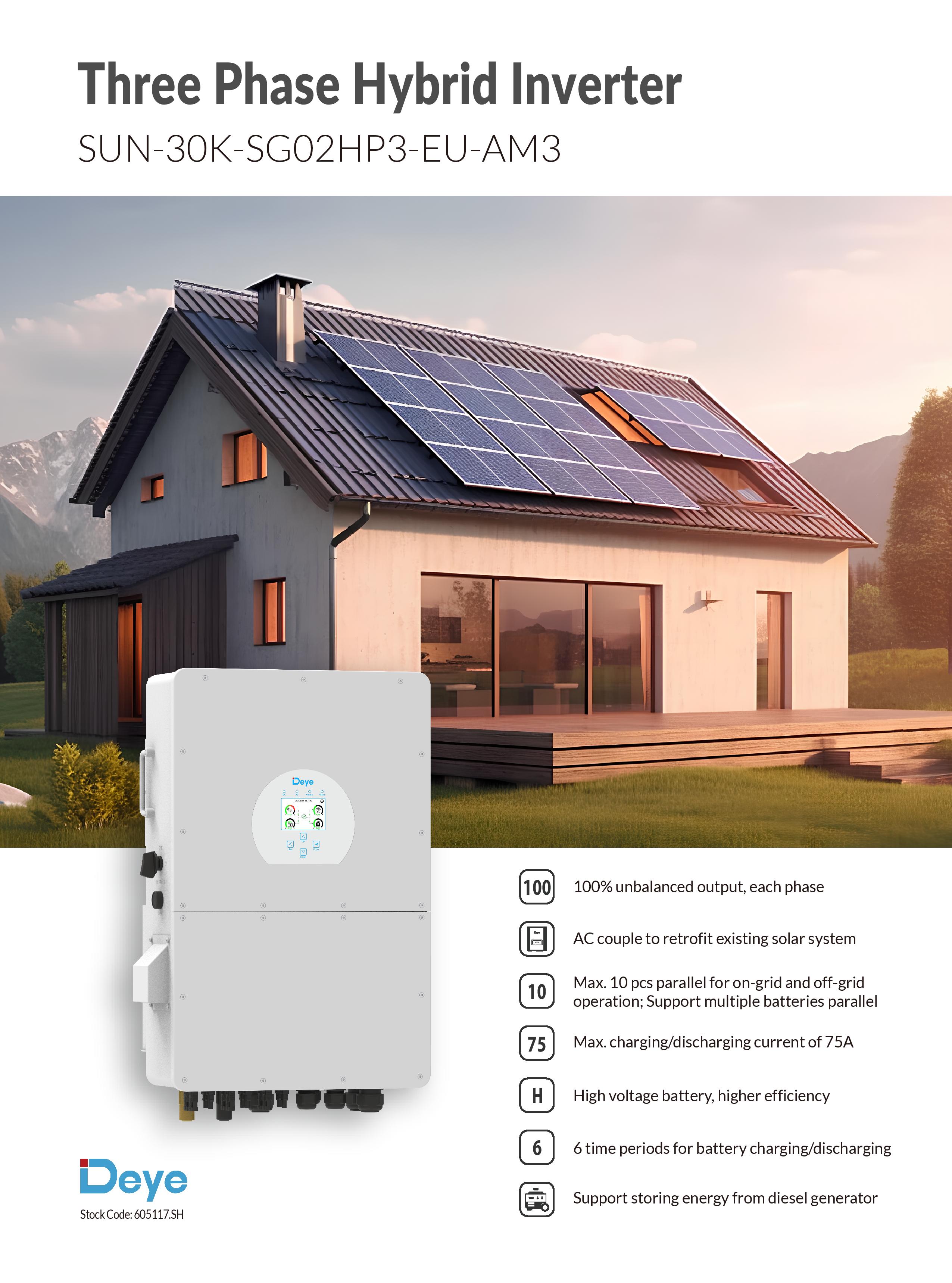 DEYE 30kW Hibrit Trifaze (HV) teknik özellik tablosu 1