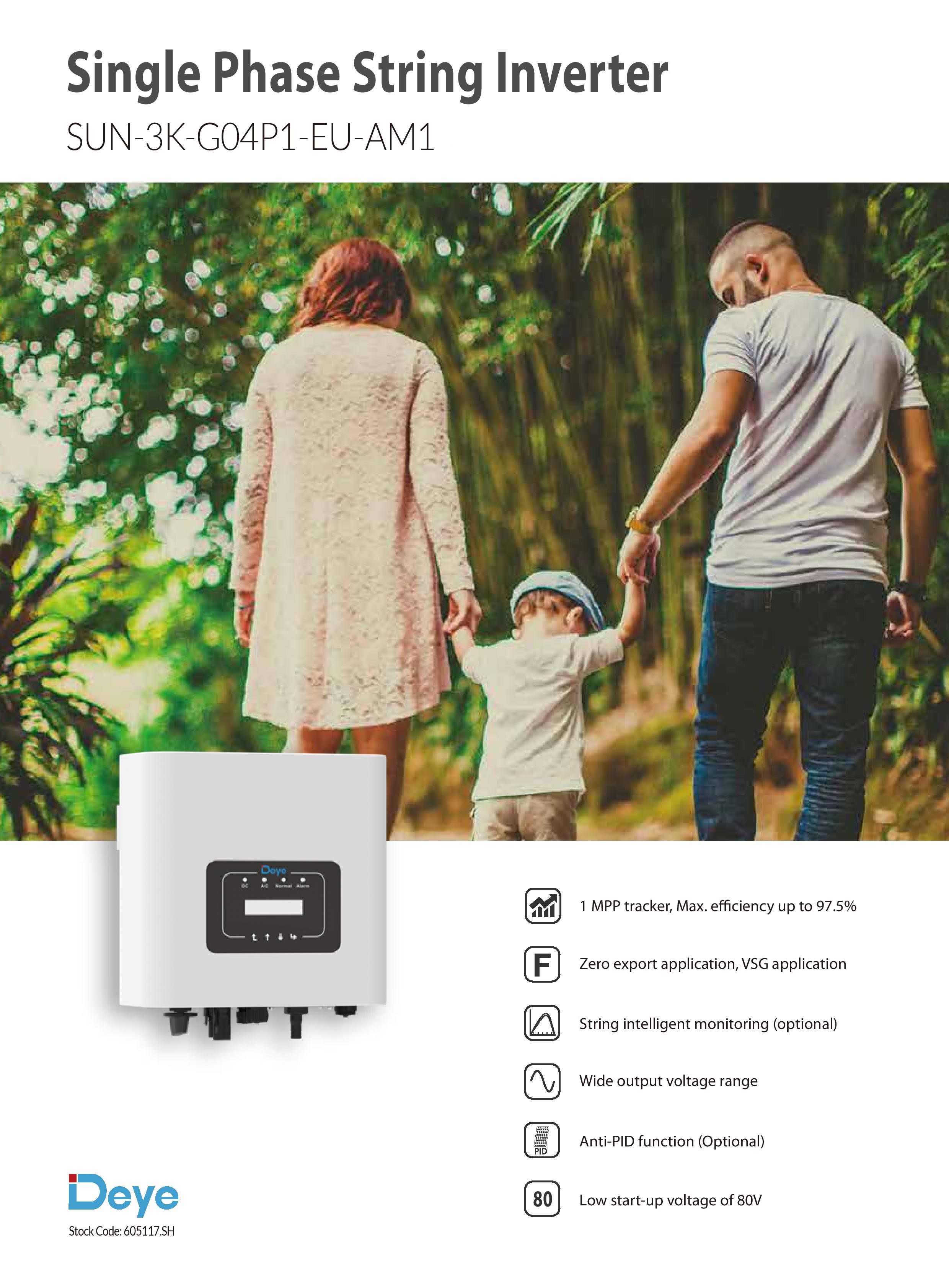 DEYE 3KW Monofaze teknik özellik tablosu 1