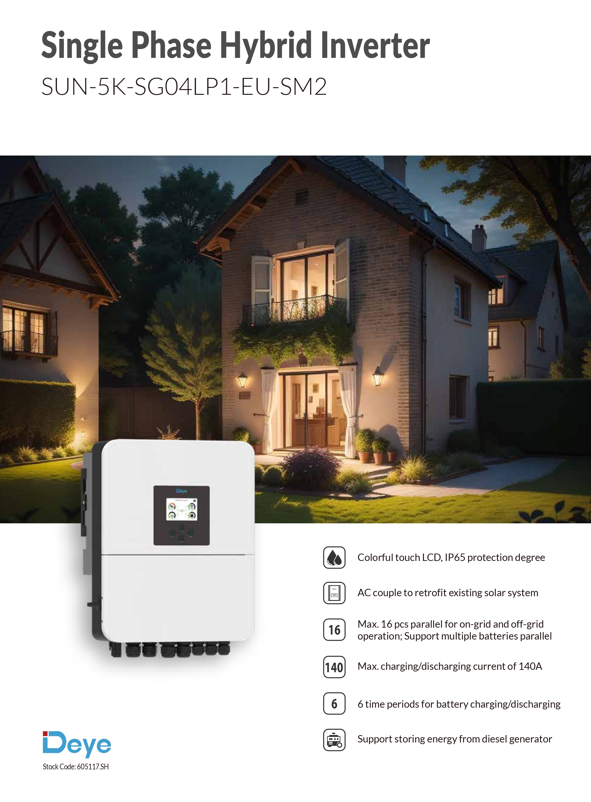 DEYE 5 KW Hibrit Monofaze LV (48V) teknik özellik tablosu 1
