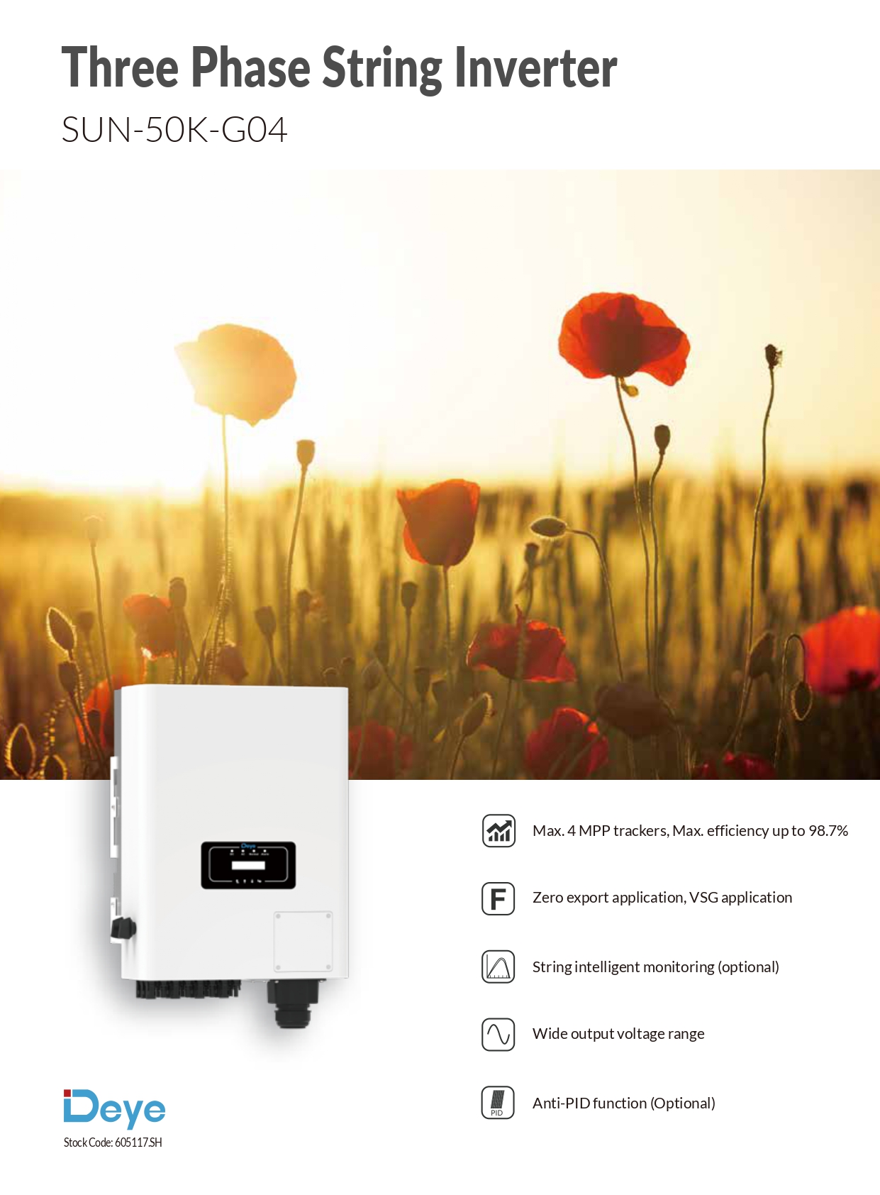 DEYE 50KW String Inverter teknik özellik tablosu 1
