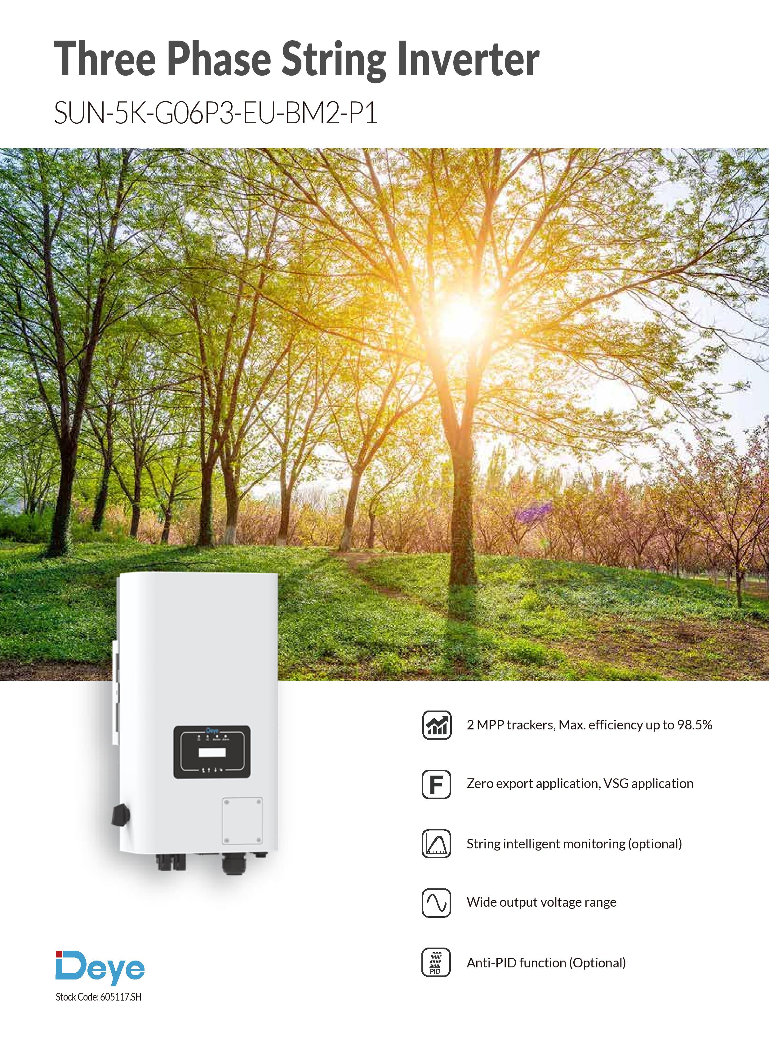 DEYE 5KW Trifaze String Inverter teknik özellik tablosu 1