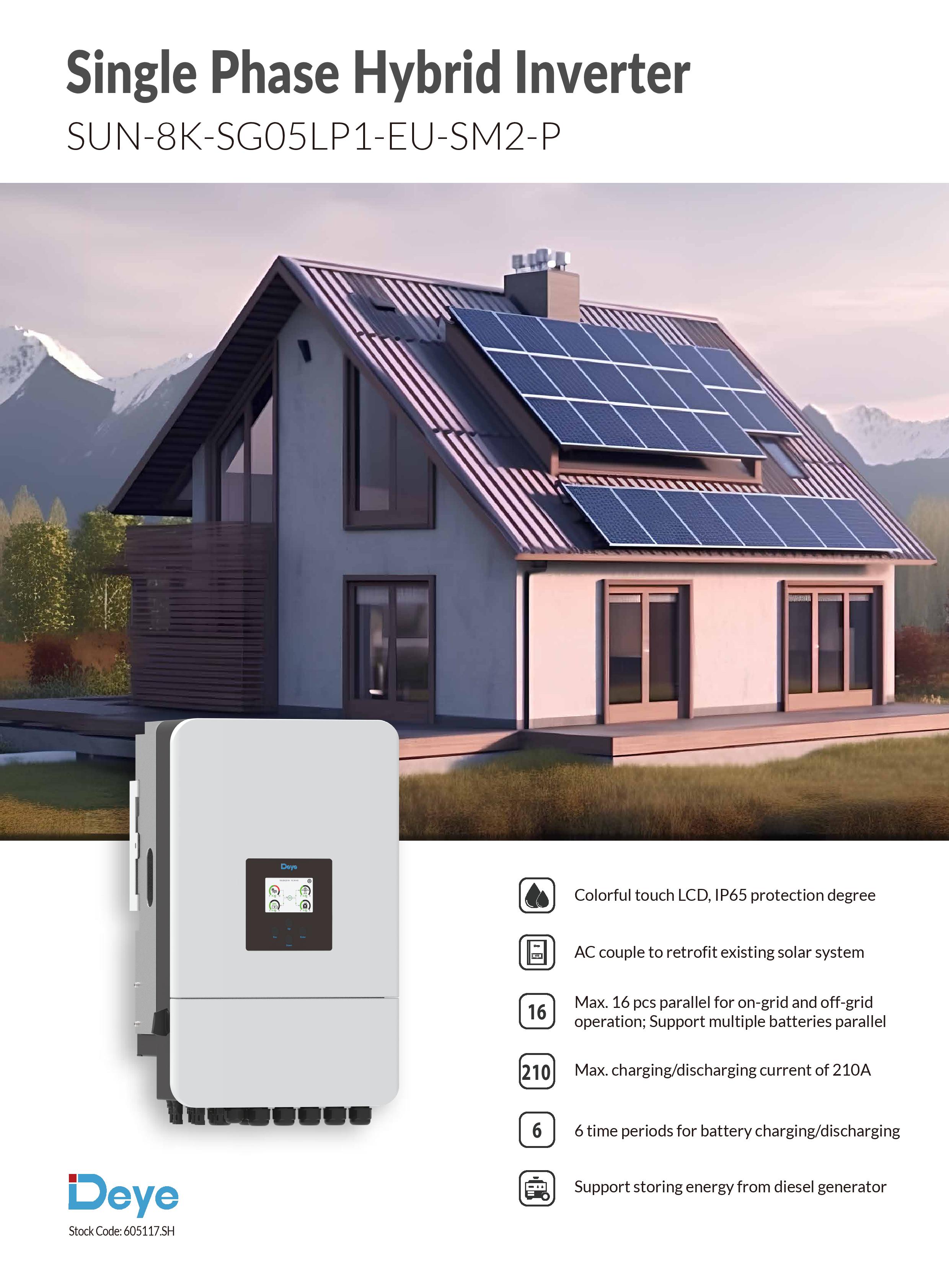 DEYE 8 KW Hibrit Monofaze LV (48V) teknik özellik tablosu 1