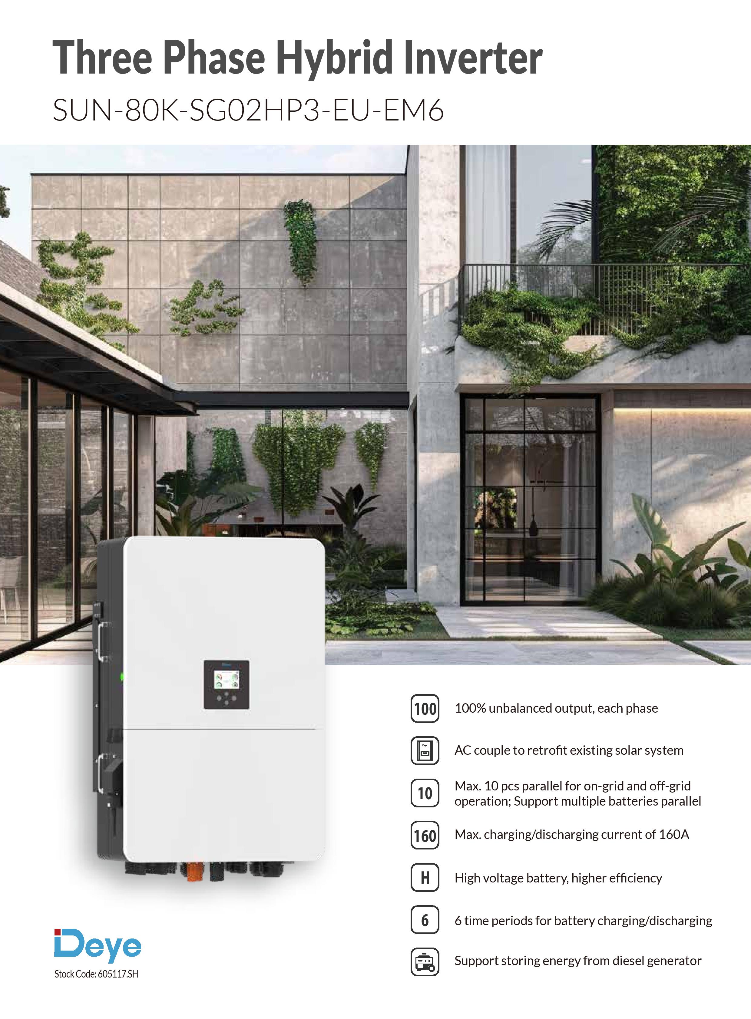 DEYE 80kW Hibrit Trifaze (HV) teknik özellik tablosu 1