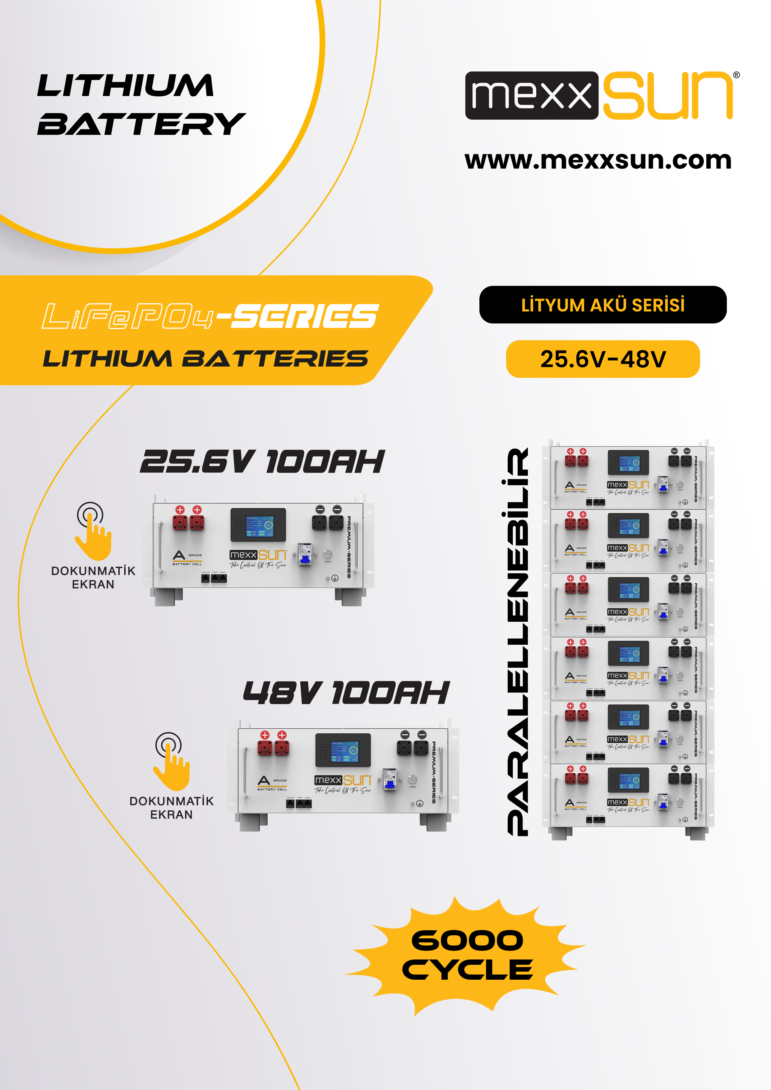 MEXXSUN Lityum Akü 25,6V 100Ah (RK2560) teknik özellik tablosu 1