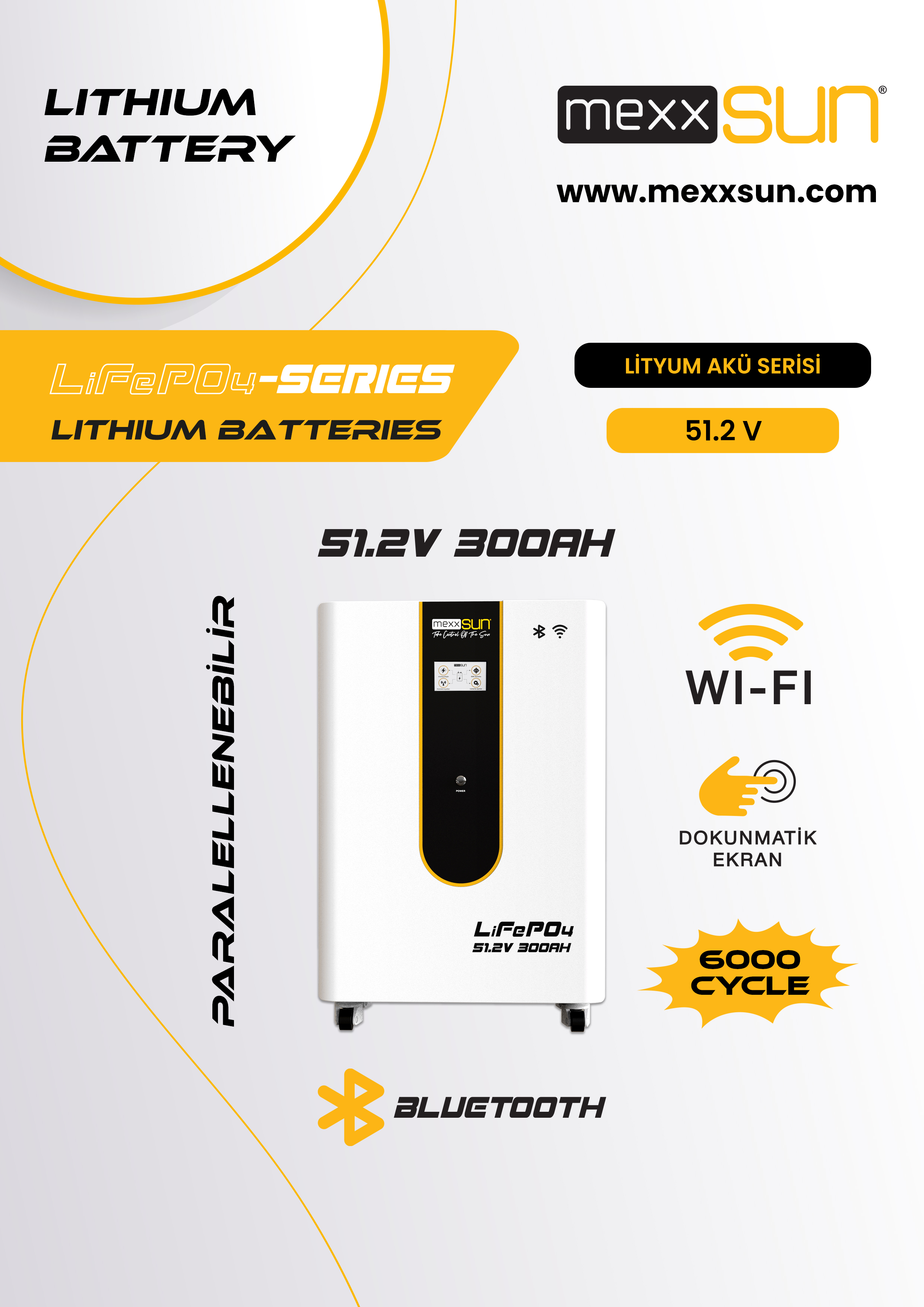 MEXXSUN Lityum Akü 51,2V 300Ah (LiFePo4) teknik özellik tablosu 1